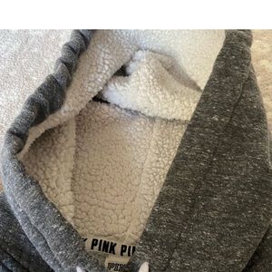 Victoria’s Secret PINK Hoodie gray with Camo / Sherpa lining in hood